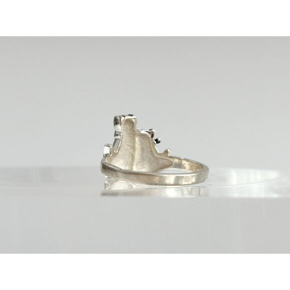 Twin Kitty Cat Polished Sterling Silver Vintage Minimalist 925 Band Ring - sz 6 - Picture 7 of 14